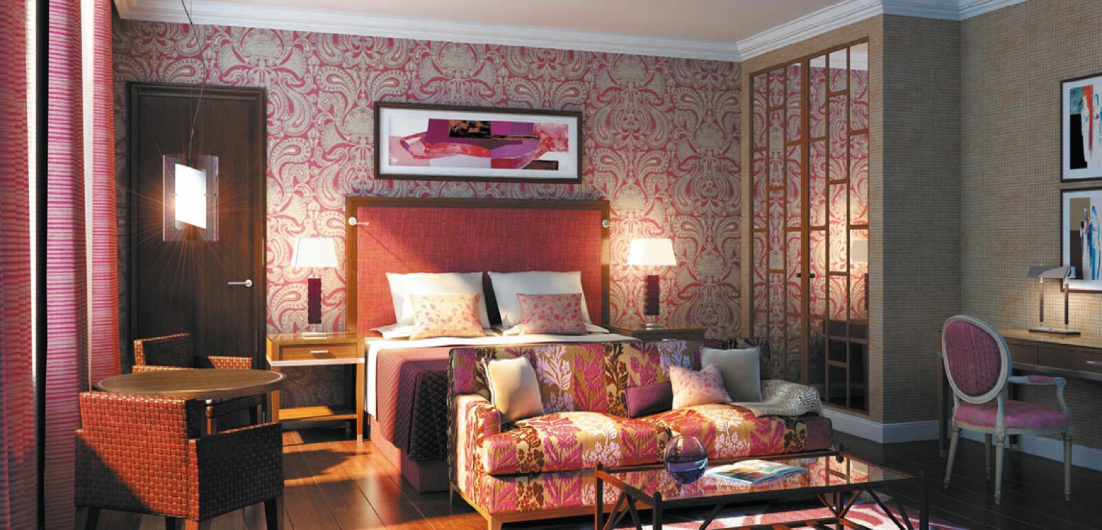 The Roseate Reading Hotel ภายนอก รูปภาพ Wallpaper in a bedroom